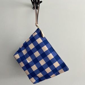 DIANE VON FURSTENBERG Origami Gingham Coated Canvas Clutch Pouch Bag NWT